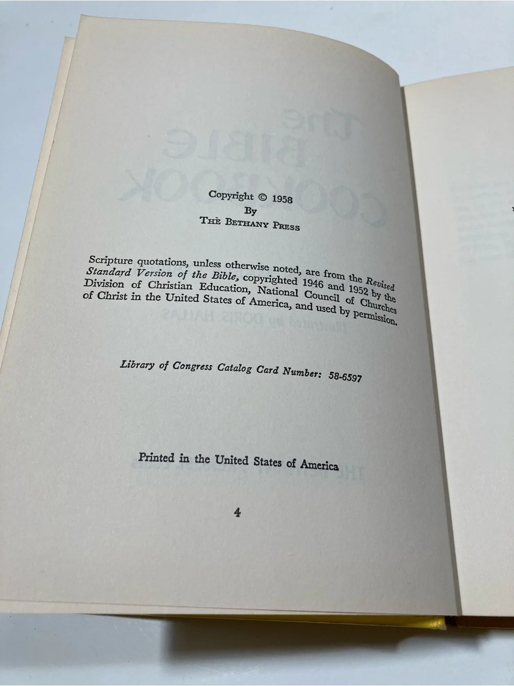 The Bible Cookbook by Marian Maeve O'Brien Bethany Press 1958 Yellow Hardcover